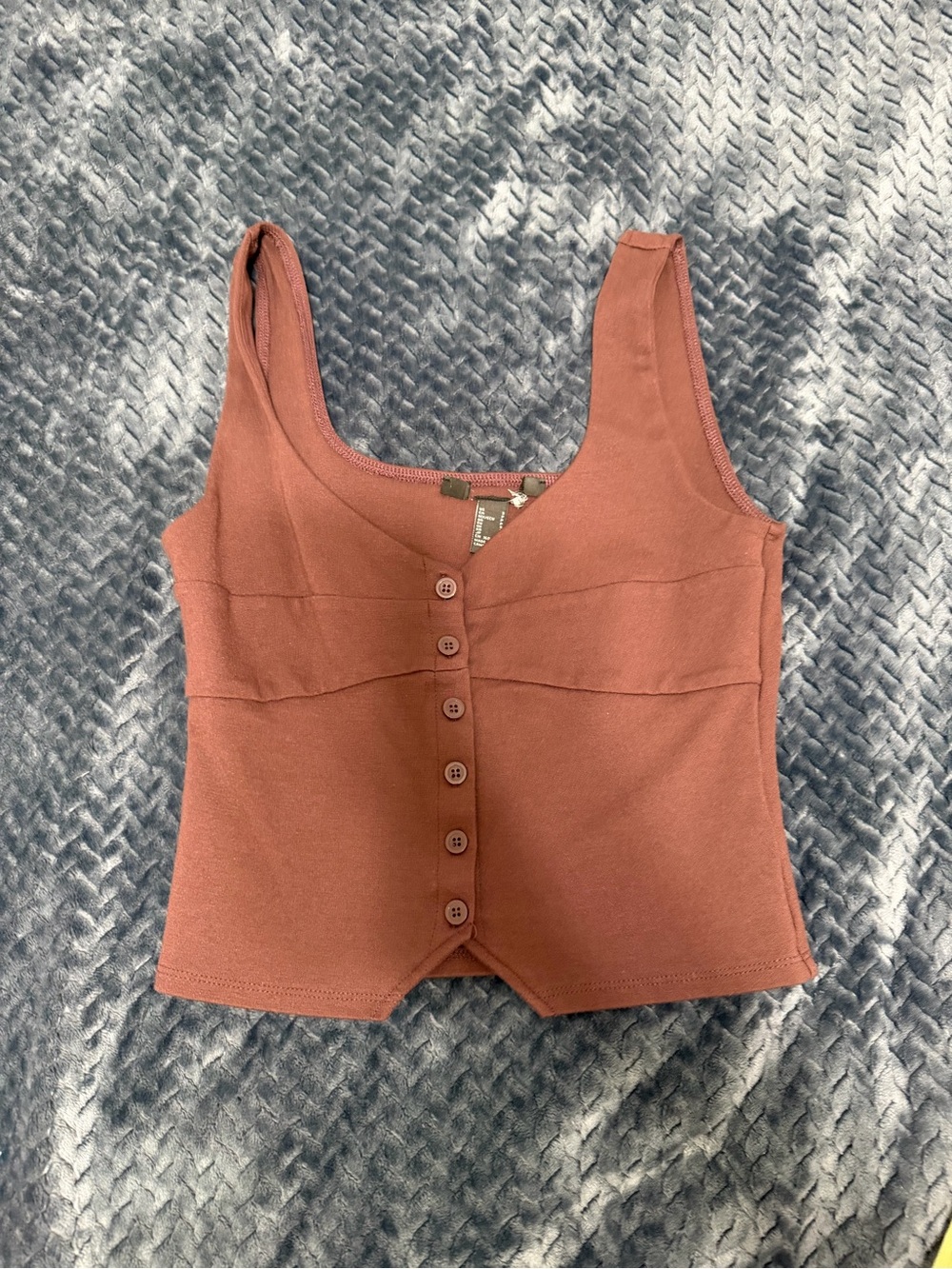 Rust Button-Front Tank Top - Women